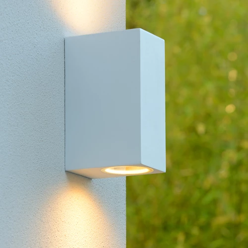 Lucide ZORA-LED - Wandstrahler / Wandleuchte Innen/Außen - LED Dim. - GU10 - 2x5W 3000K - IP44 - Weiß - Atmosphäre 1